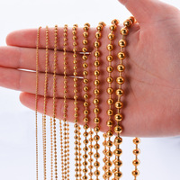 Cadena de Bolas de Acero Inoxidable Chapada en Oro DIY, No se Deslustra, para Joyería, 1.5mm 2mm 2.4mm 3mm 4mm 5mm