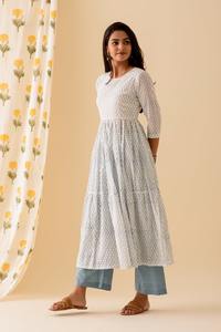 ชุดอินเดียและปากีสถานกางเกงสีขาวและสีฟ้ามีแผ่นรังผึ้งจากผู้ผลิตอินเดีย - Product Image 6