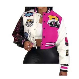 Veste universitaire d'hiver respirante pour femmes Broderie en chenille de haute qualité Manches amovibles Réversible Coupe-vent Lettre OEM - Product Image 5