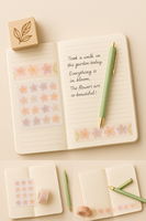 Ensemble cadeau de papeterie LABON Pastel Flower, carnet floral A5 avec stylo, autocollants, bloc-notes, ruban washi et gomme