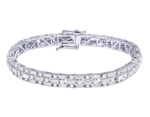 Trending S925 <b>Sterling</b> <b>Silver</b> Customized Moissanite Round & Baguette Diamond <b>Bracelets</b> For <b>Men</b> - Product Image 1