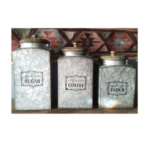 Galvanized Container <b>Lid</b> <b>Decorative</b> Metal Iron Natural Canister Ribbed Metal <b>Decorative</b> Handmade Rustic Finished - Product Image 4