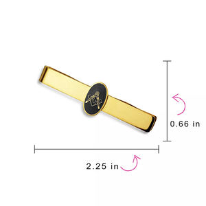 Cravate à clipser personnalisée pour hommes Boutons de manchette en métal blanc argenté Boutons de manchette fins maçonniques et pinces à cravate ronpex de qualité supérieure - Product Image 4