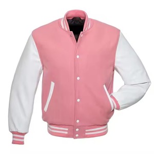 Chaqueta universitaria de béisbol Bomber negra de poliéster lisa en blanco con logotipo impreso personalizado al por mayor para hombre - Product Image 1