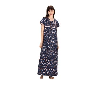 Evolove Women's Floral Loose Fit Cotton Maxi Nightgown with Button V-Neck Super Soft All Over Printed Sleepwear - Product Image 1