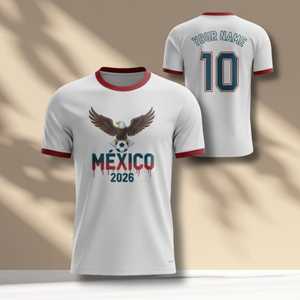 Maglia Unisex per Tifosi di Calcio Mondiali Messico 2026, T-Shirt Promozionale con Grafica Aquila Verde - Product Image 1