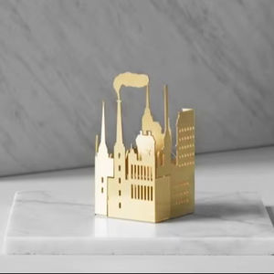 Islamic <b>Ornament</b> for Home Decor Golden Mosque Table Decor with Wooden Base for Ramadan Kareem Eid Mubarak Decoration Muslim Art - Product Image 2