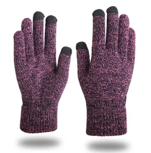 Top qualité hommes femmes manchette élastique hiver thermique doux tricot doublure écran tactile SMS gants chauds personnaliser Logo en gros - Product Image 3