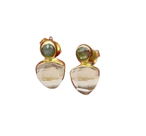 Clear Quartz Qarrings Faceted Gemstone Earrings Healing Crystal Jewelry Boho Chic Sterling Silver Earrings Handcrafted earrings