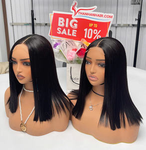 Nouveauté : Perruque Bob Cheveux Lisses 12 Pouces avec Fermeture en Dentelle Transparente 2x6, Extensions de Cheveux Humains Vietnamiens - Product Image 1