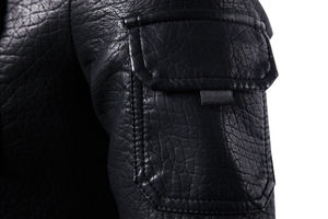 Vestes en cuir PU pour hommes, meilleur design 2025, OEM personnalisé, hiver épais, été fin, lavable, longues avec col à capuche, état neuf - Product Image 3