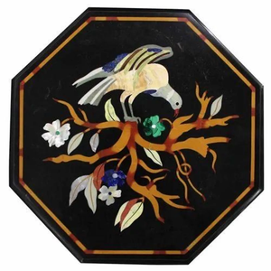 Table de chevet en marbre vert avec incrustation de nacre, modèle de fleur artisanal personnalisé, art populaire indien, travail d'incrustation, pour la Saint-Valentin - Product Image 4