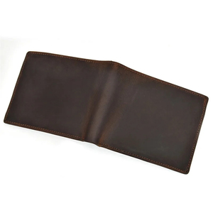 <b>Men's</b> Genuine Leather Slim <b>Wallet</b> With Striped Lining Fold Closure Card Holder Short Length Minimalist Design - Product Image 1