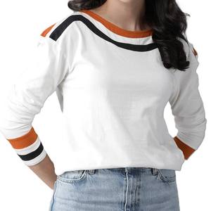 Direct Factory Made Comfortable Quick Dry Women's T-Shirt Solid Long Sleeve Crew Neck Custom Logo Wholesale <b>Cheap</b> Summer - Product Image 4