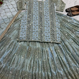 ชุดเดรสพิมพ์ลายดอกไม้3ชิ้นสำหรับงานแต่งงานและปาร์ตี้โดยตรงจากผู้ผลิตอินเดีย - Product Image 1