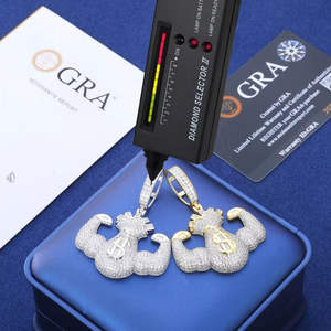 Colgante de Cartera Estilo Punk Hip Hop con Incrustaciones de Diamantes de Imitación para Hombre, Plata de Ley 925, Colgante de Bolsa de Dinero con Diseño de Músculo de Fisicoculturismo - Product Image 4