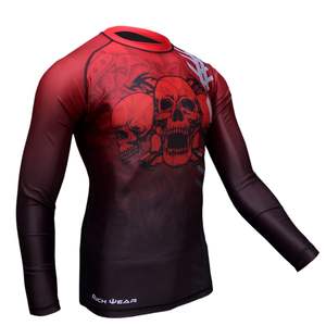 Sublimation personnalisée MMA Rash Guard longue chemise de compression BJJ avec manches courtes tissu de surf et de combat - Product Image 3