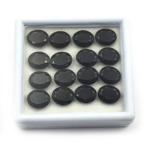 Pierres précieuses en vrac d'onyx noir naturel certifié IGI 25pcs coupe ovale 10x12MM variété coeurs jaunes roses traités thermiquement 101 CT Lot - Product Image 4