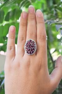 แหวนพลอยอเมทิสต์ทรงวงรีเงินสเตอร์ลิง925วงแหวนพลอยอเมทิสต์สำหรับงานเลี้ยงหมั้นงานแต่งงานของผู้หญิง - Product Image 3