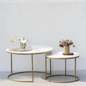 Ensemble de tables doubles rondes Design élégant et pratique pour votre maison Ensemble de tables doubles rondes de luxe Accent élégant - Product Image 1