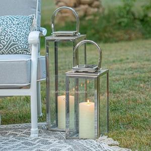 Home Decorative Metal & Glass Candle <b>Lantern</b> <b>Silver</b> Finished for Wedding & Christmas Tabletop Decor Hanging <b>Lantern</b> - Product Image 3