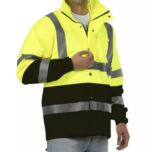 เสื้อแจ็กเก็ต Hi viz VIS สะท้อนแสงกันน้ำชุดทำงานมีฮู้ดบุนวม - Product Image 1