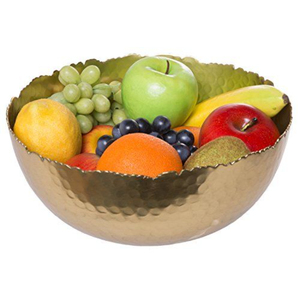 Juego de 2 cuencos de comida pulidos de diseño redondo martillado, Frutero de acero inoxidable de Metal de Mesa para el hogar y la cocina de primera calidad - Product Image 2
