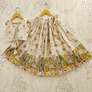 Vêtement ethnique entièrement cousu, design traditionnel de Jaipur |   Shoryam Fashion Girls Lehenga Choli 2-8 ans Polyester Infroissable - Product Image 4