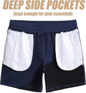 กางเกงขาสั้นออกกำลังกายผู้ชายผ้าฝ้าย 100% สไตล์ใหม่ปี 2024 ขายส่ง รับสกรีนโลโก้ กางเกงกีฬาผ้าตาข่ายไนลอนสำหรับวิ่งและใส่ลำลอง - Product Image 4