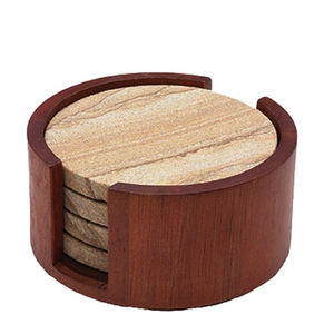 Quincaillerie Ensemble de sous-verres en bois rond rayé 4 pièces, sous-verres pour table basse, sous-verres de protection de table pour ferme - Product Image 2