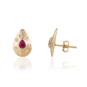 Pendientes de Aro Geométricos con Moissanita y Perla en Oro Rosa, Blanco y Amarillo para Boda y Compromiso - Product Image 1