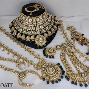 TRADITIONAL & FANCY ANTIQUE DESIGNER BRIDAL <b>JEWELLERY</b> GOLD PLATED and CZ ZIRCON BRIDAL <b>WEDDING</b> NECKLACE <b>SET</b> and FORWOMEN & GIRL - Product Image 1