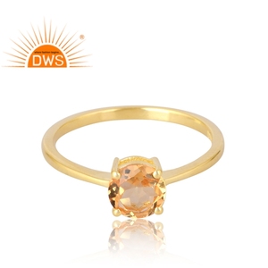 Anillo de piedras preciosas de citrino Natural chapado en oro de 18 quilates de Plata de Ley 925, joyería fina Demi para mujer, regalo para ella - Product Image 3