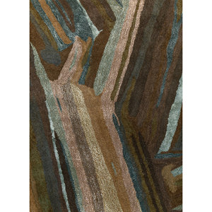 พรมขนสัตว์ผสมวิสโคสทอมือลายเส้นนามธรรมรูปสี่เหลี่ยมผืนผ้า รุ่น Genesis Blue ขนาด 9x12 นิ้ว รหัส TR-13529 สำหรับตกแต่งบ้าน ห้องนั่งเล่น ทางเดิน หนา 10 มม. - Product Image 3