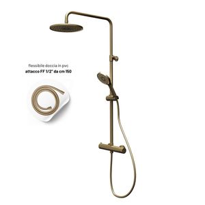 Columna de ducha con estructura de latón telescópica Athens, acabado dorado mate equipado con termostato, accesorios para juegos de baño - Product Image 6