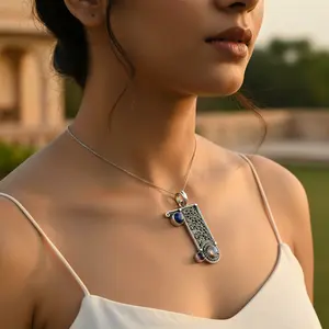 Colgante de Plata 925 con Piedras Preciosas para Mujer, Estilo Boho, Joyería Religiosa con Baño de Rodio, Colgantes con Dijes de Oro Blanco - Product Image 2