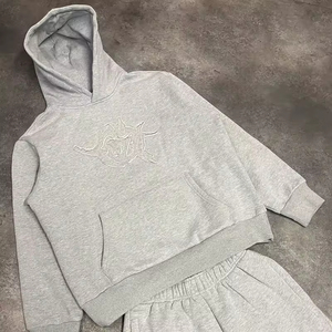 Ensemble sweat-shirt surdimensionné et pantalon de survêtement ample à jambe droite avec logo personnalisé |   Survêtement unisexe de qualité supérieure, vente en gros - Product Image 2