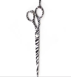 Tijera de aseo para mascotas de acero inoxidable recubierta de cebra, tijera de corte de pelo de belleza para reposapiés de cerámica ajustable para animales - Product Image 5