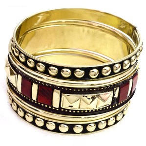 Pulseras de joyería de mano para mujer de alta calidad, conjunto de brazalete de moda con incrustaciones de hueso, chapado en oro para regalo - Product Image 2