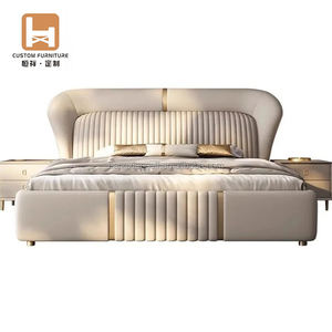 Элитная кровать из искусственной кожи для виллы, мягкая мебель для спальни, современный дизайн - Product Image 6