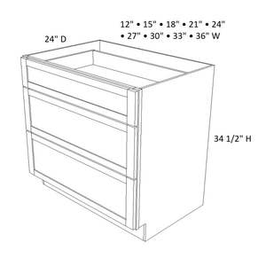 Slim Shaker Ebony Gabinete de base de 3 cajones para cocina Dimensiones W12 X H34.5 X D24 - Product Image 2