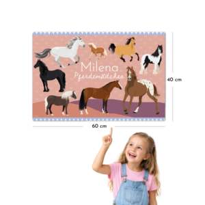 Personalized Horse-Themed Memo Pad 40x60 cm for Horse Girls with Desired <b>Name</b> - Product Image 2