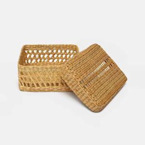 กล่องเก็บผักตบชวาแบบยั่งยืนกล่องหวายธรรมชาติสำหรับจัดระเบียบ - Product Image 3