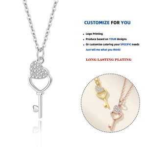 FDXZ-074 simple clé romantique à votre coeur coeur ouvert clé collier pendentif pour femmes adolescents petite amie 925 argent Sterling - Product Image 1