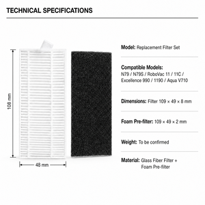 Filtro Hepa de Repuesto para Robot Aspirador Eco-vacs Debot N79S/N79/Eu-fy/Rob-oVac 11/11C/<span class=keywords><strong>Conga</strong></span>/Exc-ellence <span class=keywords><strong>990</strong></span>/1190/IB-oto/Aqua V710 - Product Image 5