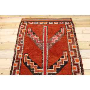 Tapis vintage 3,1 x 10,2 pieds, tapis turc, tapis en laine rouge ombré - Product Image 3