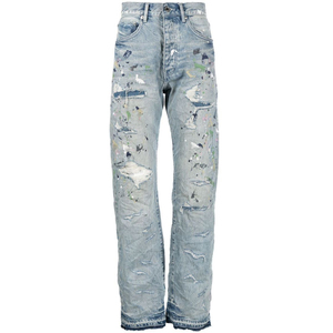 กางเกงยีนส์ชายทรงตรงสไตล์วินเทจสีดำกางเกงยีนส์ขาดๆมีกระเป๋าสไตล์สตรีทสูงมีซิปแบบเรียงซ้อนกัน - Product Image 4