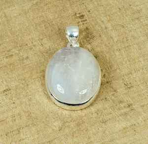 Blanc arc-en-ciel pierre de lune 925 en argent Sterling fait à la main Vintage Designer pendentif bijoux fins pour femmes et breloques - Product Image 4