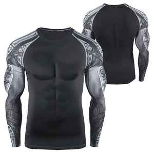 Protector de erupción de manga larga de color personalizado para hombres Poliéster MMA Entrenamiento Rashguard - Product Image 1