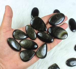 จี้อัญมณีทรงหลังเบี้ยทำมือแบบออบซิเดียนเงาธรรมชาติอัญมณีหลวมสำหรับทำเครื่องประดับตามสั่ง - Product Image 1